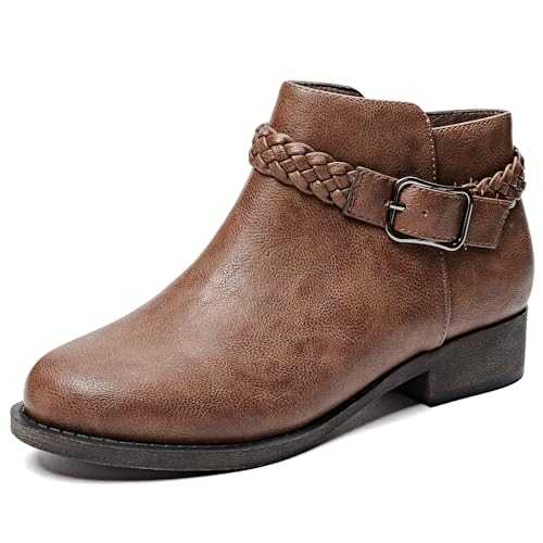 Veittes Women's Ankle Boots, Modern Short Classic Side Zip Boots with Thick Heel.