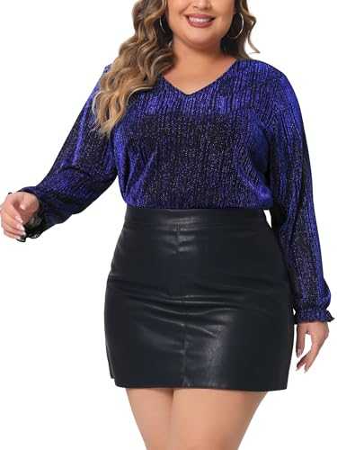 Agnes Orinda Women's Plus Size Party Top Disco Metallic Sparkle Sequin Tops