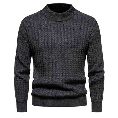Mens Warm Thick Cotton Regular Fit Roll Polo Men's Knitted Warm Pullover with Turtleneck Slim Fit Roll Neck Pullover Sweaters Soft Stretch Knitting Jumper