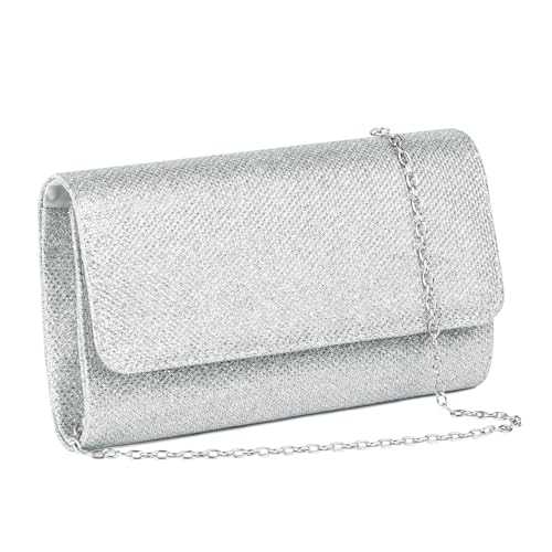 OSDUE Glitter Envelope Clutch Bag With Detachable Chain Strap, Elegant Sequins Clutch for Wedding Bridal Prom Cocktail Party Ladies Evening Bag for Women