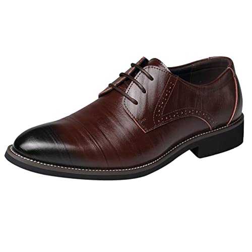 Men's Formal Dress Shoes Classic Oxford Shoes Brogues Shoes Formal Business Shoes Evening Party Shoes for Men Wear-Resistant Driving Walking Mens Pointed Toe Leather Shoes