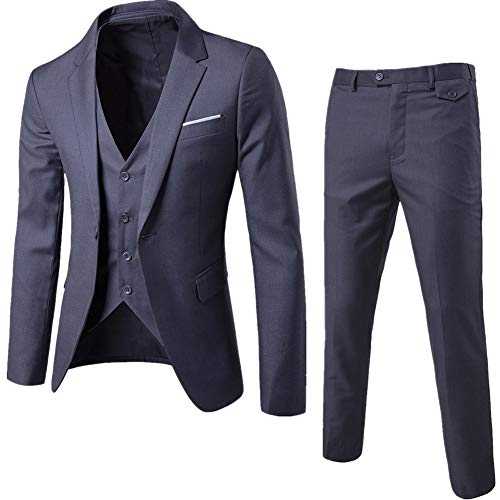 Mens Business Formal Party Wedding 3-Piece Suit Blazer Jacket & Waistcoat & Trouser Slim Fit