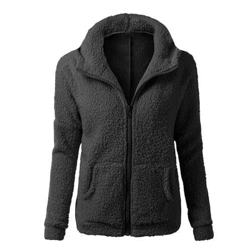 Fleece Coats for Women UK Clearance,Winter Warm Teddy Fleece Jackets Women Fluffy Fuzzy Coat Plush Thicke Zip Up Hoodie Teddy Bear Overcoat Faux Fur Cardigan Loose Comfy Jumper Ladies