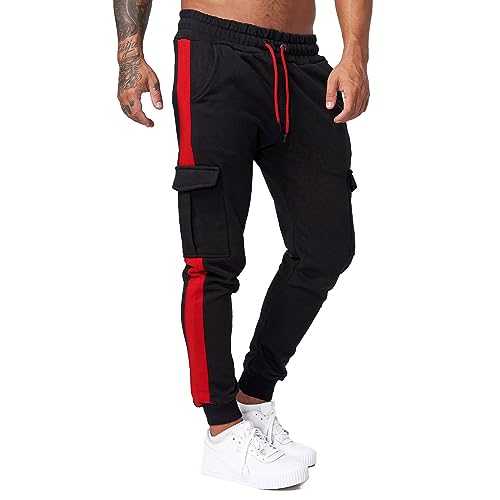 Jogging Bottoms Men's Cotton Tracksuit Bottoms Slim Fit Casual Trousers Sports Trousers Long Trousers with Zip Side Stripes Men's Sweatpants Jogger Running Trousers