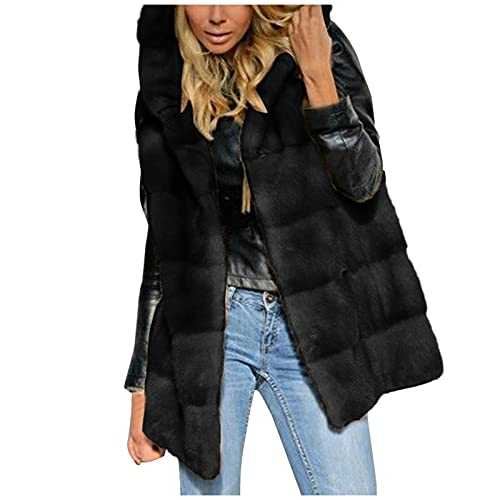 Cocila Warm down Scrub Faux-Fur' Sleeveless Short Hooded Vest Jacket Body Warmer Outwear For Women's Microfiber Coat Women Womens Longline Gilet Plus Size Sleeveless Gilet Women Uk