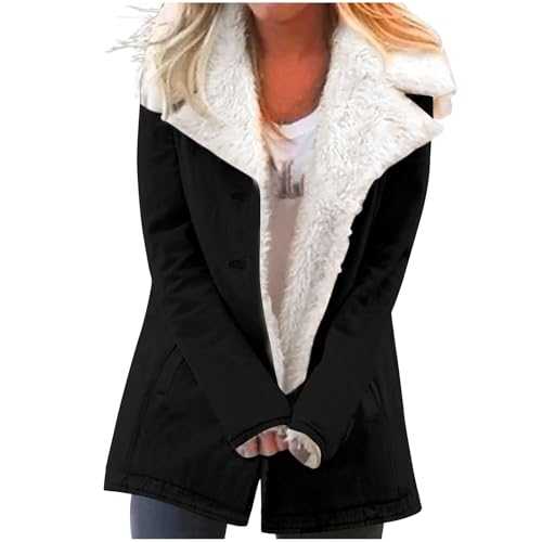 Winter Coats for Women UK Lightweight Fleece Lined Winter Jacket Soft Teddy Bear Coat Button Up Furry Fluffy Jackets Thicken Sherpa Lined Warm Overcoats Winter Clothes Fashion Outerwear