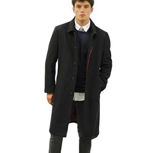 HENLEY & KNIGHT Men's Luxury Black 3/4 Wool Blend Overcoat