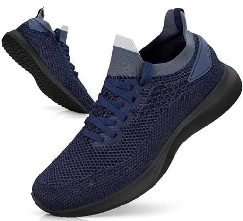 Mens Trainers Walking Running Shoes Mesh Slip On Lightweight Comfortable Athletic Fitness Fashion Training Sneakers Breathable Jogging Tennis Mesh Shoes Outdoor