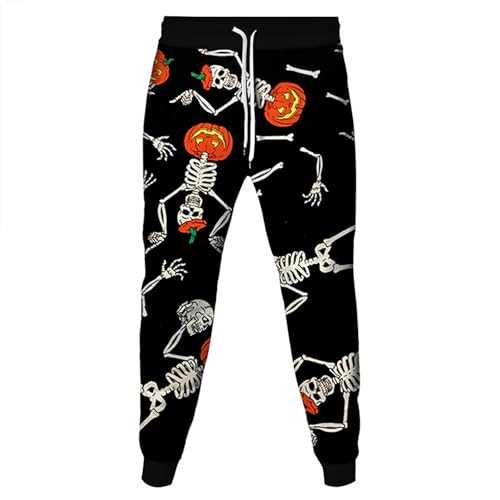 Foweknow Tracksuit Bottoms Men's Fashion Trend Halloween Costume 3D Digital Print Leisure Trousers European American Style Personality Sports Trousers Leggings Slim Fit Running Trousers