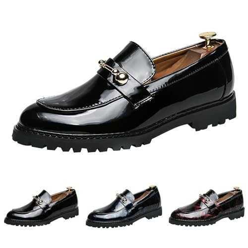Clearance Patent Dress Business Shoes Mens Leather Loafers Mens Black Slip On Smart Shoe Men's Oxfords Formal Dress Shoes UK Men Office Shoe Wedding Shoes Derby Formal Shoes