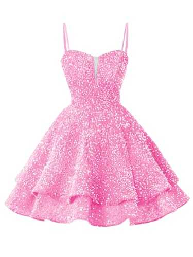 Sequin Homecoming Dresses for Teens 2025 Short Tight Sparkly Tiered Cocktail Party Gowns