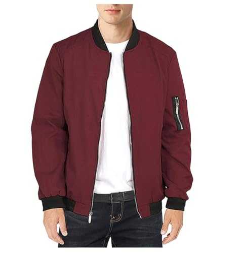 Shuanghao Men's Summer-Autumn Thin-Lightweight Casual-Outdoor Jackets-Coat - Windproof Flight Bomber Cargo Jackets Retro Classic Baseball Zipper Light Thin Lapel Softshell Coat Hiking Jacket For Men