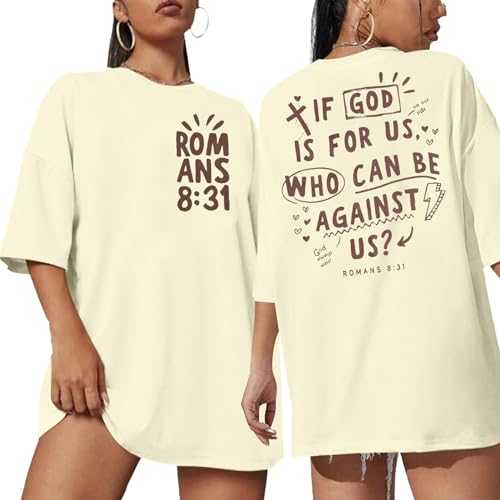 Christian T Shirts for Women: Oversized If God is for Us Shirt Religious Faith Top Bible Verse Inspirational Tee
