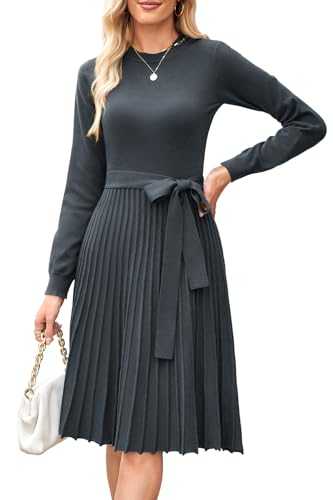 Arach&Cloz Jumper Dress for Women UK Long Sleeve Dress Winter Knitted Midi Dress Elegant Sweater Autumn Dresses