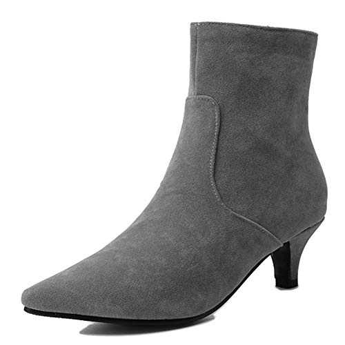 SJJH Women Ankle Boots with Kitten Heel and Pointed Toe
