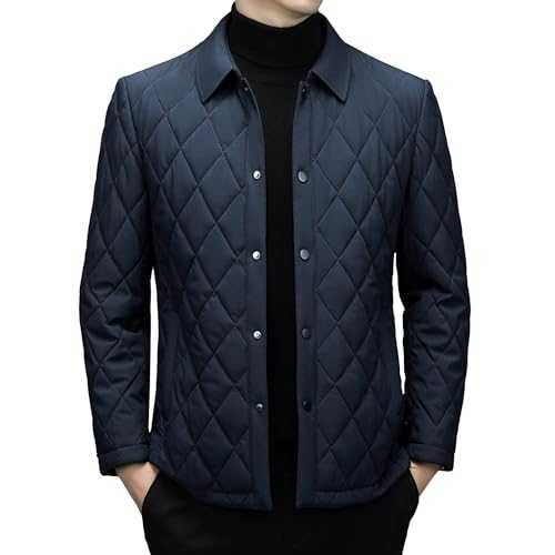 Qolkmuiy-GJ Mens Bomber Diamond Quilted Jackets Fall Winter Rib Lightweight Coat Transitional Quilted Nylon Jacket