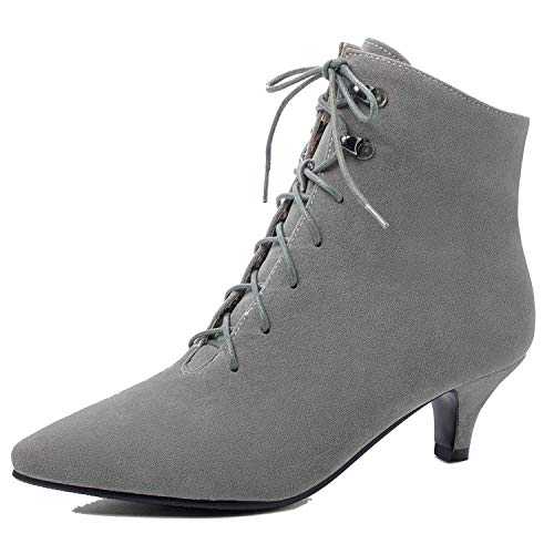 CHICMARK Women Casual Lace-Up Ankle Boots with Kitten Heel