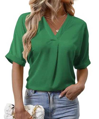 Blouses for Women Dressy Casual Short Sleeve Business Tops Summer Work Shirts 3/4 Sleeve Leopard Print Chiffon Tunic
