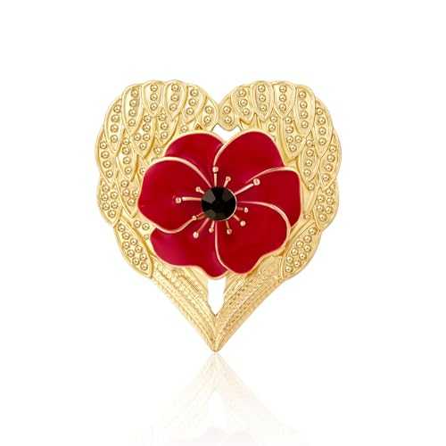 QUKE Poppy Brooches for Women Girls Cubic Zirconia Crystal Rhinestone Flower Pattern Brooch Pin Jewellery