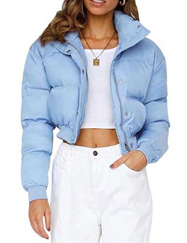 Yimoon Women's Cropped Puffer Jacket Zip Up Winter Short Bubble Coats Warm Padded Outwear