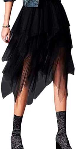 YILEEGOO Women's Tulle Skirt High Waist Tiered Layered Mesh Ballet Prom Party Tulle Tutu A-line Midi Skirt