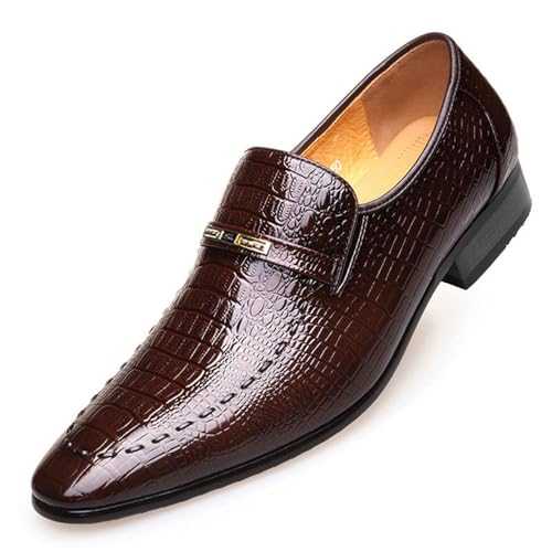 Dress Shoes for Men, Classic Alligator Printed Business Leather Dress Slip on Derby Shoes for Mens
