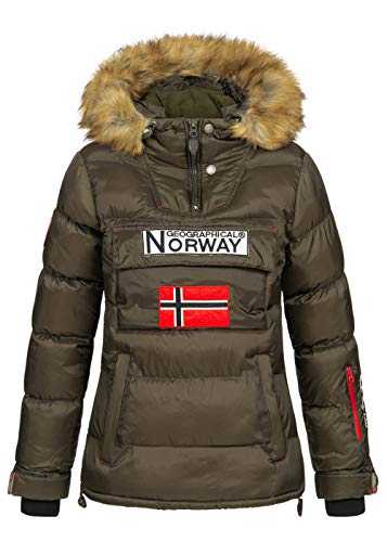 Geographical Norway BELANCOLIE LADY - Women's Warm Parka - Thick Coat Hooded Faux Fur - Winter Wind Jacket - Short Jacket with Warm Lining - Women's Gift