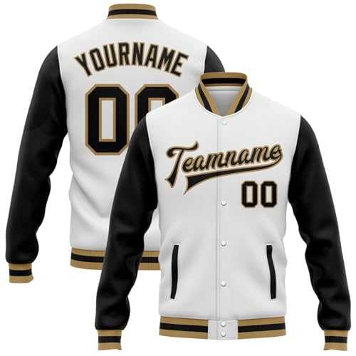YSFWL Personalized Baseball Jacket Custom Varsity Jacket Stitched Personalized Name Number Logo Letterman Bomber Jackets Design Your Own Baseball Jacket School College Coat Streetwear