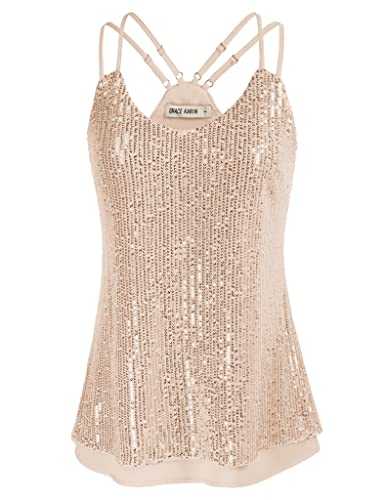 GRACE KARIN Women Sequin Dance Club Vest Tops Adjustable Double Straps Daily Tank Tops