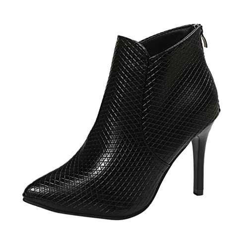 CEWIFO Womens Wide Fit Ankle Boots High Heel Non-Slip Lace Up Ankle Boots Womens Ankle Boots for Women Black Ladies Chelsea Boots Ankle Boots for Women Low Heel Suede