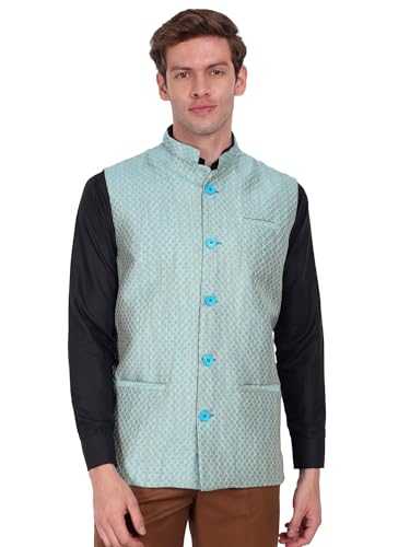 SKAVIJ Men's Casual Nehru Jacket Business Vests Lightweight Waistcoat Slim Fit Suit Vest