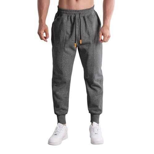Men's Tracksuit Bottom Plain Sweatpant Winter Warm Casual Sports Jogger Pant Open Hem Warm Tracksuit Bottoms Trouser Men's Training Trouser Outdoor Sweatpant Athletic Joggers Sweatpant with Pockets