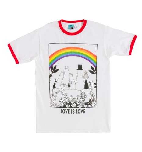 TruffleShuffle Moomin Pride Love Is Love White and Red Ringer T Shirt