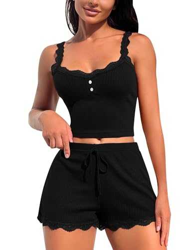 Women Pyjamas Lace PJ Set for Women Top and Shorts Sexy Sleepwear