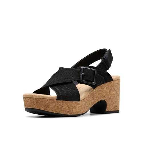Women's Nerisa West Heeled Sandal, Black Nubuck, 8.5 Wide