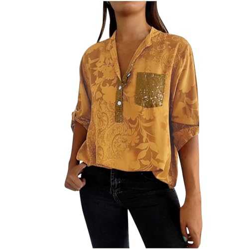 KUIH Women's Blouses & Shirts Sale Clearance, V Neck T Shirts for Women UK Button up Half Sleeve Tops Plain Oversized Tshirts Elegant Polos Shirts Summer Solid Color Dressy Tunic Tops with Pocket