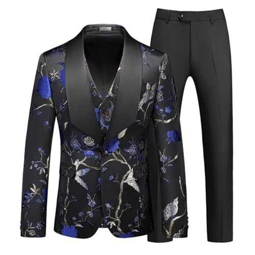 Three Pieces Men Suit Set Wedding Designer Mens Floral Suits Party Wear Man Stage Suits