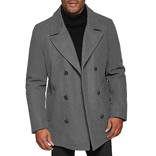 Michael Kors Mens Double Breasted ​Jacket Wool-Blend Pea Coat