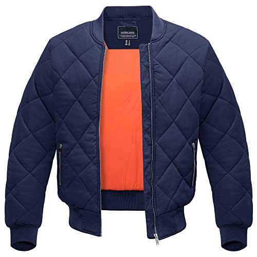 KEFITEVD Men's Winter Bomber Jacket Windproof Baseball Coat Military Windbreaker Casual Warm Jacket with Zip Pockets