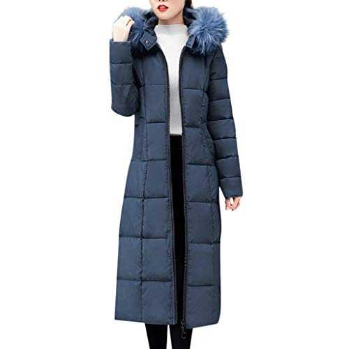 Women Long Cotton Padded Coat Faux Fur Hooded Jacket Winter Parka, Ladies Quilted Padded Lightweight Trench Outwear Long Sleeve Tops Cardigan Plus Size