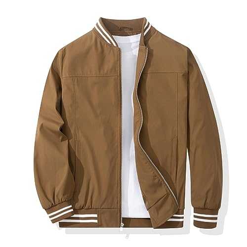XiaoYouYu Men's Bomber Jacket Casual Stylish Lightweight Windbreaker Spring Fall Autumn Fashion Jackets