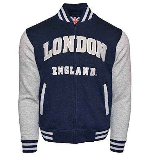 LE170NG London England Unisex Baseball Jacket Navy Grey