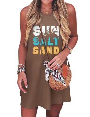 Voqeen Womens Beach Dress Sleeveless Summer Casual Cover Up Loose Mini Sundress Holiday Tank Dress Lounge Wear