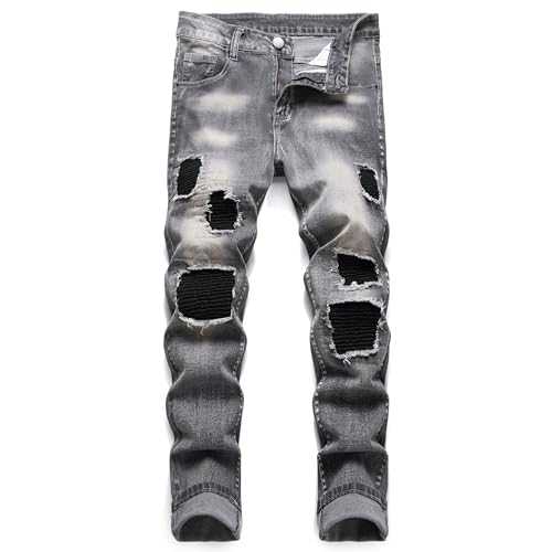 ZEESEN Jeans for Men Stretch Slim Fit Denim Comfort Flex Waist Colored Pants Strechy Regular Fit Tapered Leg