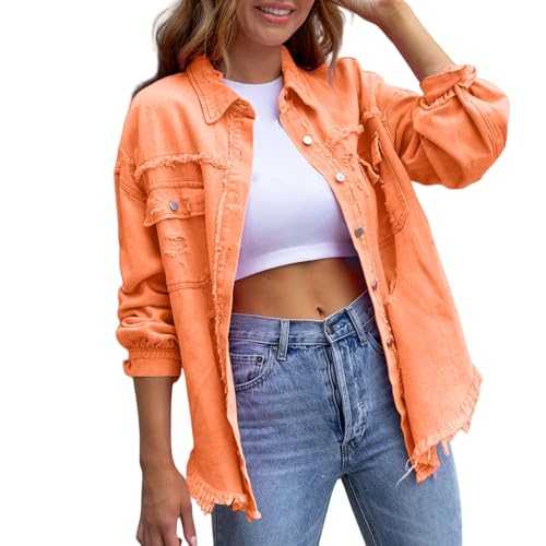 Denim Jacket Women for Women Uk Womens Winter Coats Open Front Coat Long Sleeve Casual Work Office Cropped Blazer Jacket for Ladies Womens Front Tops Ladies Denim Jackets