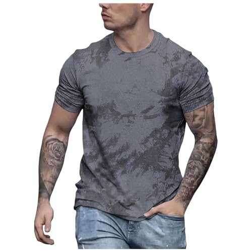 Mens Designer T Shirts, Mens Summer Fashion Color Matching T Shirt Short Sleeve Round Neck T Shirts Big and Tall Men Lounge Crew Neck T-Shirt Classic Fit Tees Tops