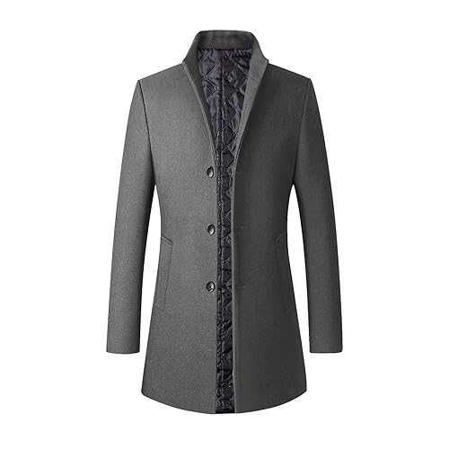 HUYTERTDR Mens Trench Coat Winter Thick Warm Slim Fit Overcoat Mid-Length Lapel Collar Single Breasted Wool Blend Coats Business Casual Jackets Outerwear