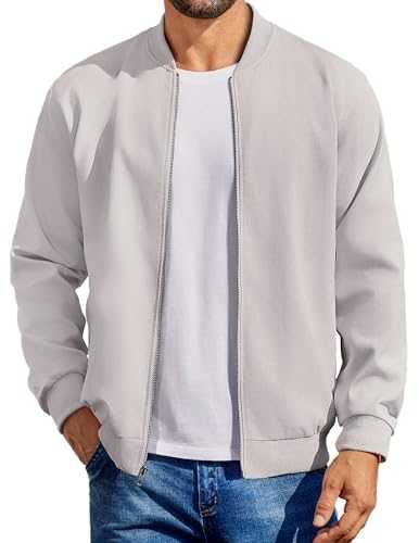 COOFANDY Men's Cotton Bomber Jacket Lightweight Flight Jackets Casual Softshell Varisty Jacket