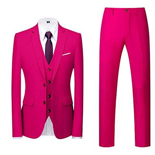 TDEOK Men's Suit Slim 3-Piece Suit R Business Wedding Party Jacket Vest & Trousers Body Suit Men