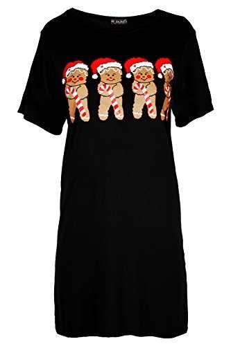 Fashion Star Women Xmas Gingerbread Hat Candy Batwing Tshirt